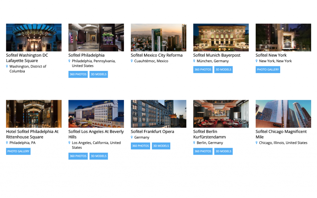 Multiple Sofitel TrueTours easily explored from one single page